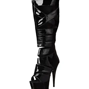 Noir Verni 15 cm DELIGHT-600-49 bottes gladiateur pour femmes a talon