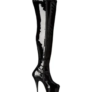 Noir Verni 15,5 cm DELIGHT-3000 Bottes Cuissardes Talons Hauts