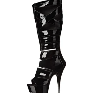 Noir Verni 15 cm DELIGHT-600-49 bottes gladiateur pour femmes a talon