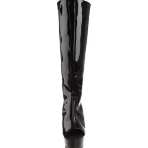 Noir Verni 16 cm DELIGHT-2018 Bottes Femmes Plateforme