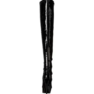 Noir Verni 15,5 cm DELIGHT-3000 Bottes Cuissardes Talons Hauts