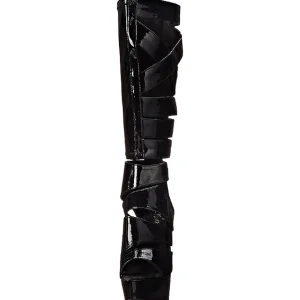 Noir Verni 15 cm DELIGHT-600-49 bottes gladiateur pour femmes a talon