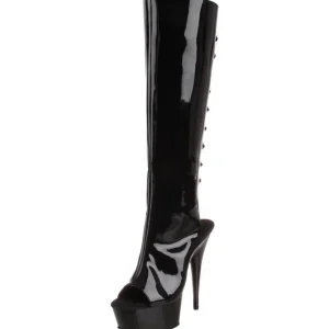 Noir Verni 16 cm DELIGHT-2018 Bottes Femmes Plateforme