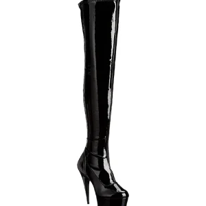 Noir Verni 15,5 cm DELIGHT-3000 Bottes Cuissardes Talons Hauts