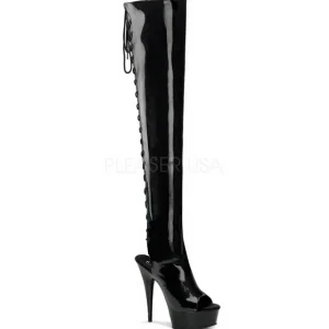 Noir Verni 15,5 cm DELIGHT-3017 Cuissardes Bottes Plateforme