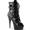 Noir Verni 15 cm DELIGHT-1033 Plateforme Bottines Bout Ouvert