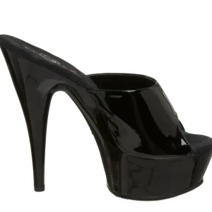 Noir Verni 15,5 cm DELIGHT-601 Plateforme Mules Hautes