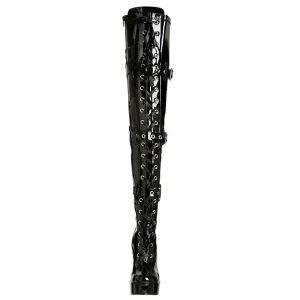 Noir Verni 13 cm ELECTRA-3028 Bottes Cuissardes Talons Hauts