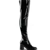 Noir Verni 8 cm GOGO-3000 bottes cuissardes hommes
