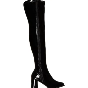Noir Verni 8 cm GOGO-3000 bottes cuissardes hommes