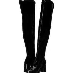 Noir Verni 8 cm GOGO-3000 bottes cuissardes hommes