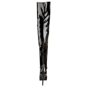 Noir Verni 13,5 cm INDULGE-3000 bottes cuissardes hommes