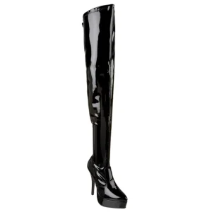 Noir Verni 13,5 cm INDULGE-3000 bottes cuissardes hommes