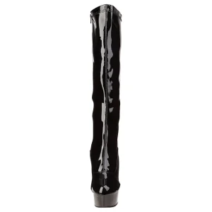 Noir Verni 15 cm Pleaser DELIGHT-2000 Bottes Femmes