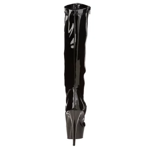 Noir Verni 15 cm Pleaser DELIGHT-2000 Bottes Femmes