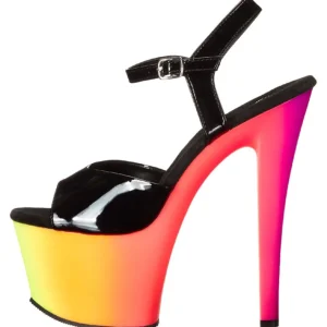 Noir Verni 18 cm RAINBOW-309UV Plateforme Neon Sandales Femmes