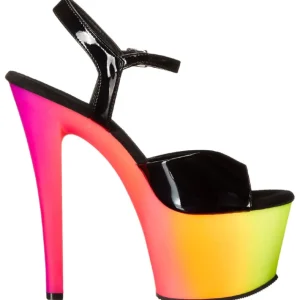 Noir Verni 18 cm RAINBOW-309UV Plateforme Neon Sandales Femmes
