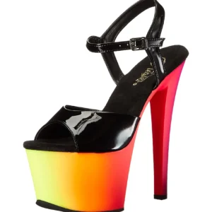 Noir Verni 18 cm RAINBOW-309UV Plateforme Neon Sandales Femmes