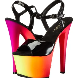 Noir Verni 18 cm RAINBOW-309UV Plateforme Neon Sandales Femmes