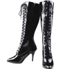 Noir Verni 13 cm SEDUCE-2020 Bottes à Lacets Femmes