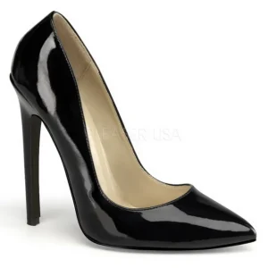 Noir Verni 13 cm SEXY-20 escarpins à talon aiguille bout pointu