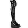 Noir Verni 11,5 cm SHAKER-374 bottes cuissardes à lacets