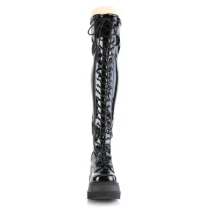 Noir Verni 11,5 cm SHAKER-374 bottes cuissardes à lacets