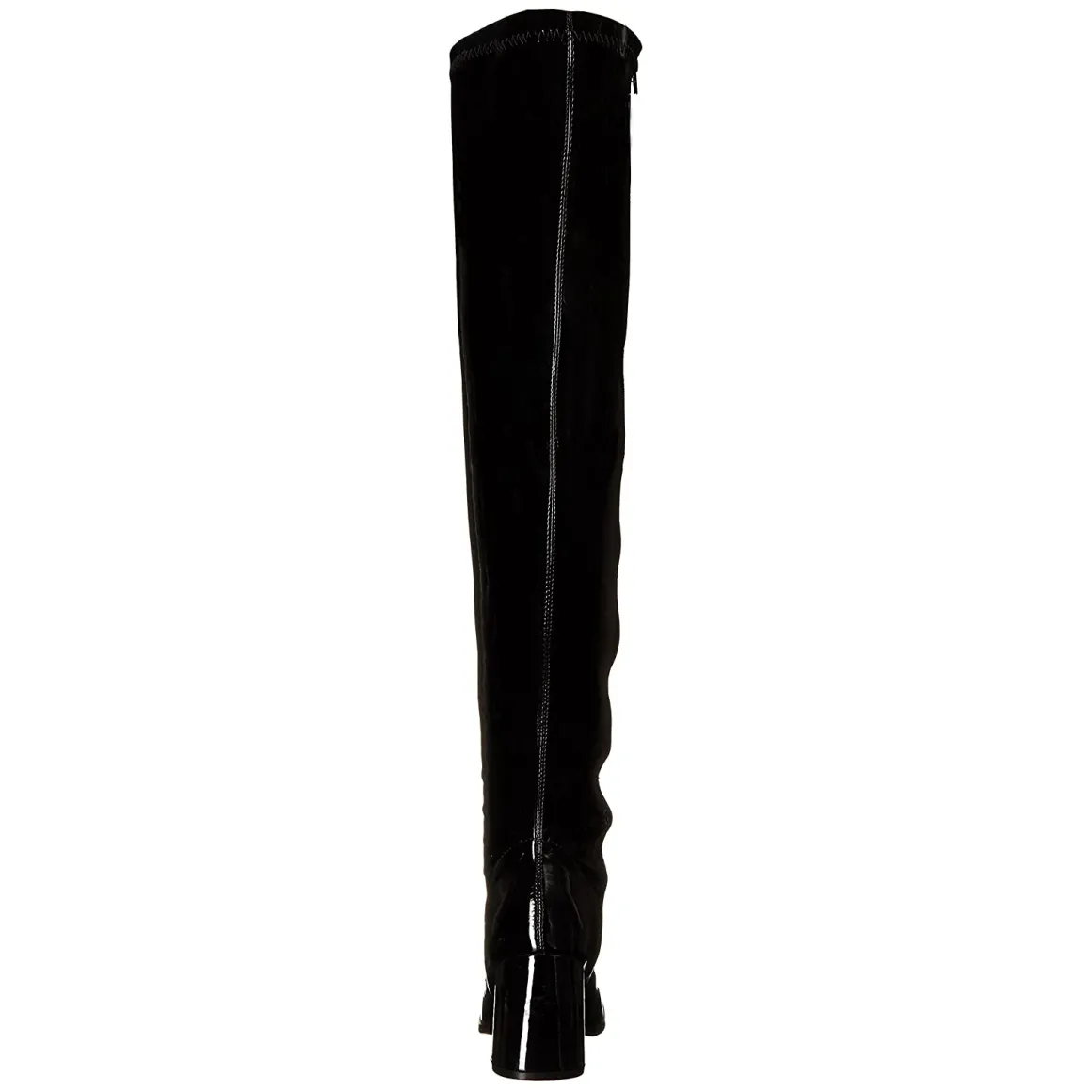 noires_bottes_cuissardes__2.webp Noires bottes cuissardes vinyle - années 70 en - hippie disco gogo botte cuissarde à talon carré 7,5 cm