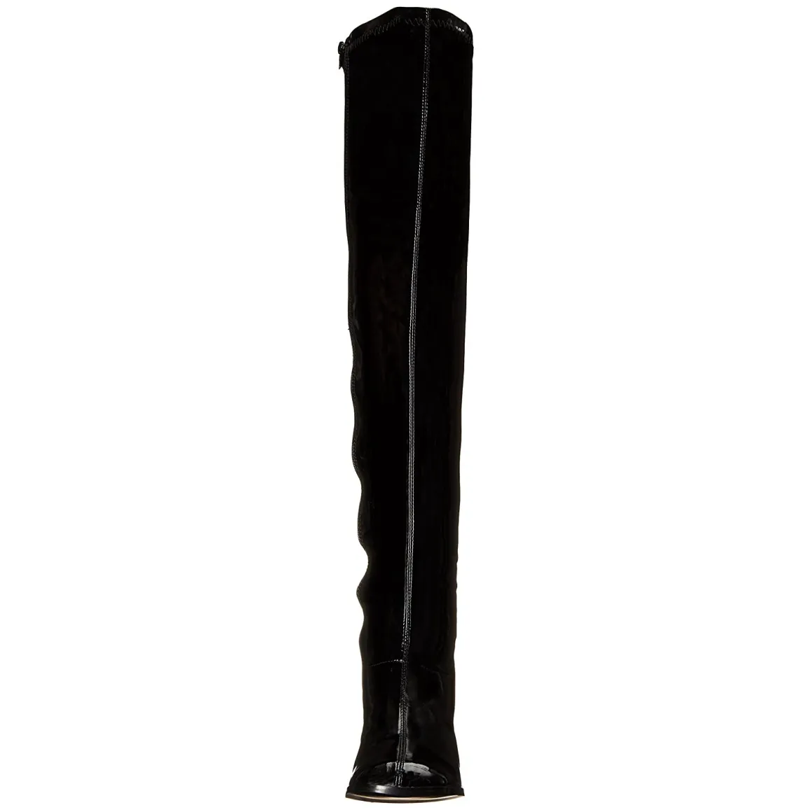 noires_bottes_cuissardes__3.webp Noires bottes cuissardes vinyle - années 70 en - hippie disco gogo botte cuissarde à talon carré 7,5 cm