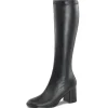 Noires bottes hautes vinyle - années 70 en - hippie disco gogo botte haute à talon carré 7,5 cm
