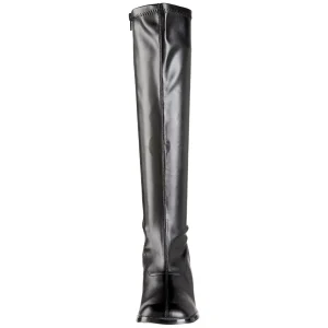 Noires bottes hautes vinyle - années 70 en - hippie disco gogo botte haute à talon carré 7,5 cm