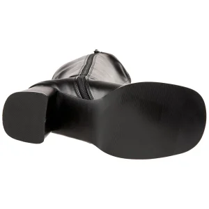 Noires bottes hautes vinyle - années 70 en - hippie disco gogo botte haute à talon carré 7,5 cm