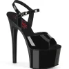 Noires sandales plateforme 18 cm PASSION-709 sandales talons hauts pleaser