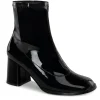 Noirs Verni 7,5 cm GOGO-150 bottines à talons épais stretch