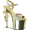 Or 18 cm Pleaser REVOLVER-709G Talons Aiguilles Chrome Plateforme