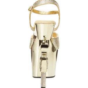 Or 18 cm Pleaser REVOLVER-709G Talons Aiguilles Chrome Plateforme