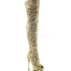 Or Paillettes 15 cm PLEASER BLONDIE-R-3011 Cuissardes Haut Talon
