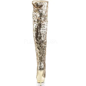 Or Paillettes 15 cm PLEASER BLONDIE-R-3011 Cuissardes Haut Talon