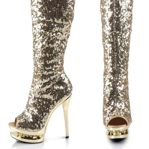 Or Paillettes 15 cm PLEASER BLONDIE-R-3011 Cuissardes Haut Talon