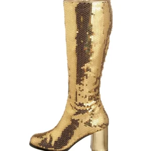 Or Paillettes 8 cm SPECTACUL disco bottes à talon carré années 70