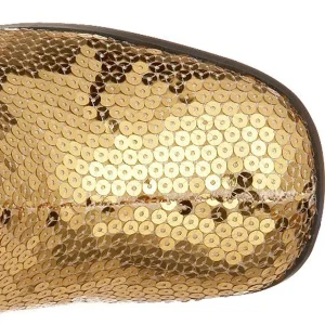 Or Paillettes 8 cm SPECTACUL disco bottes à talon carré années 70 pour Hommes