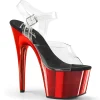 Plateforme chromé rouge 18 cm Pleaser ADORE-708 talons hauts de stripteaseuses