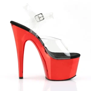 Plateforme chromé rouge 18 cm Pleaser ADORE-708 talons hauts de stripteaseuses
