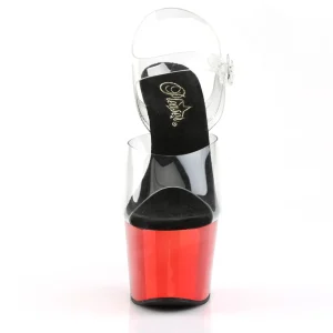 Plateforme chromé rouge 18 cm Pleaser ADORE-708 talons hauts de stripteaseuses