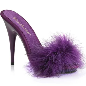 Pourpre 13 cm POISE-501F plumes de marabout Mules Chaussures