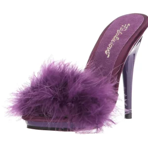 Pourpre 13 cm POISE-501F plumes de marabout Mules Chaussures