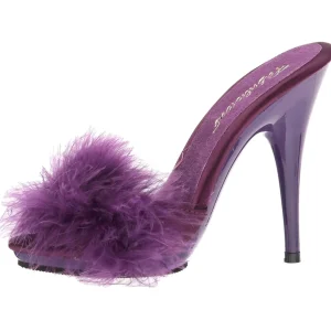 Pourpre 13 cm POISE-501F plumes de marabout Mules Chaussures