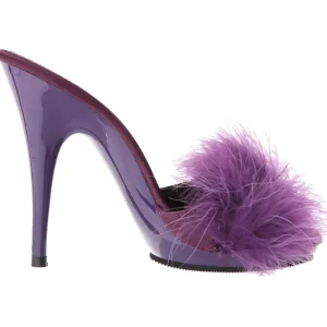 Pourpre 13 cm POISE-501F plumes de marabout Mules Chaussures