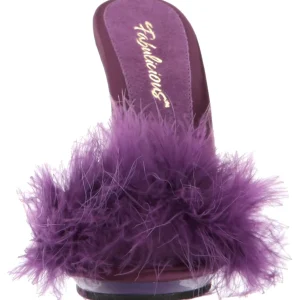 Pourpre 13 cm POISE-501F plumes de marabout Mules Chaussures