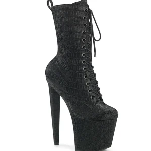 RAZZLE-1040WR - 20 cm plateforme bottines talons aiguilles vegan noires